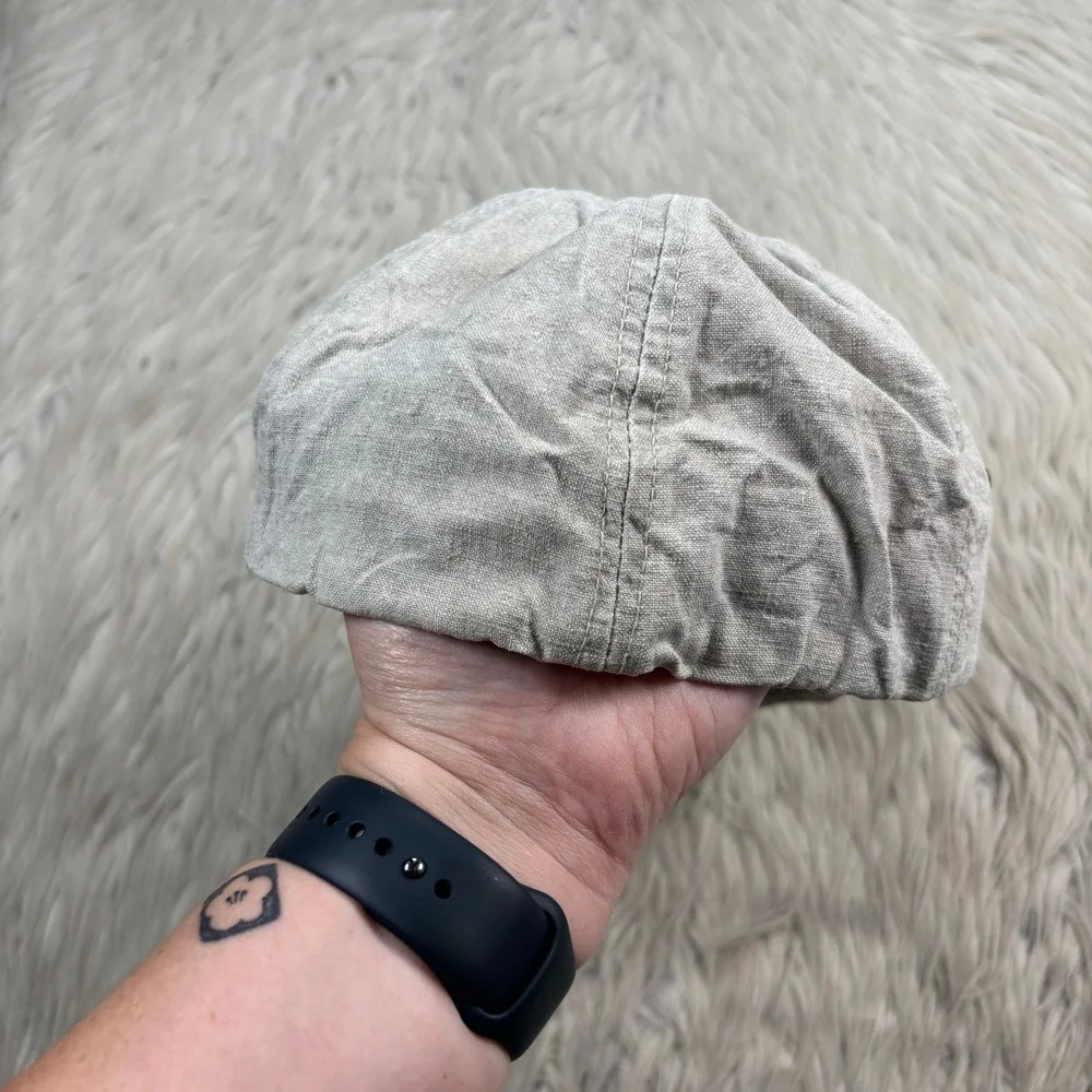 Vintage J.Crew Oarsman Men's L Beige Linen Unstructured Baseball Hat Union Made